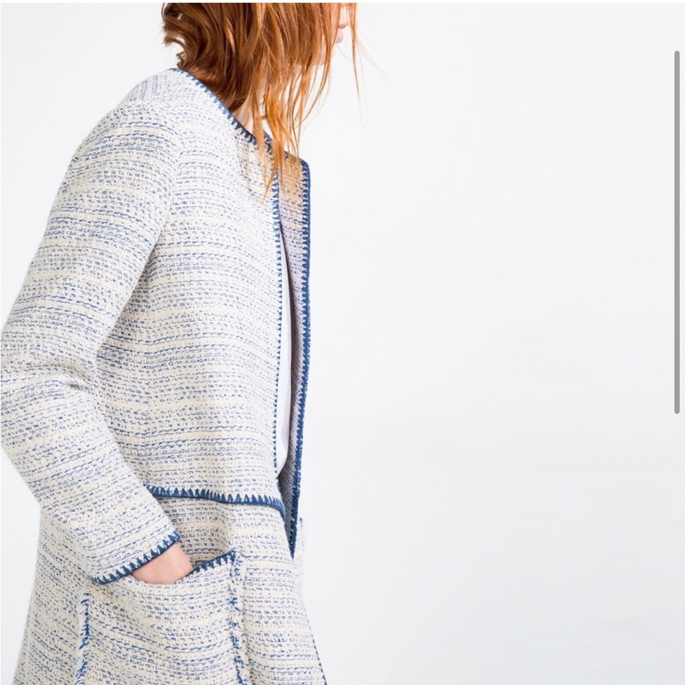 Zara Frayed Cotton Coat - Picture 2 of 8